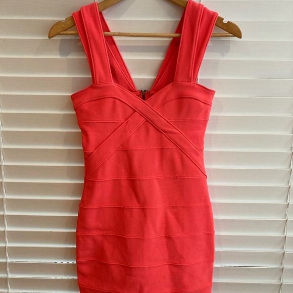 Topshop Petite Coral Bodycon Dress US 4 - Picture 3 of 9